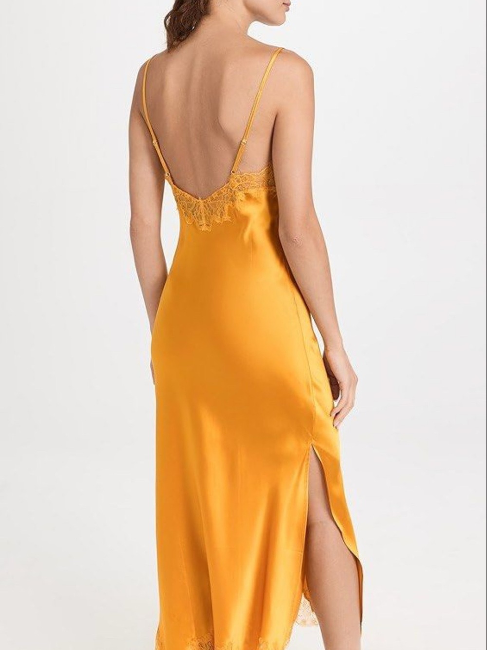 Journelle Charlotte Slip Maxi Dress in Yellow with Lace Trim